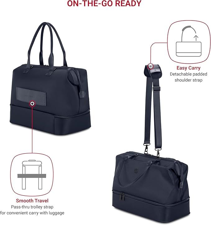SwissGear 7366 Signature Hardside Expandable Luggage with Spinner Wheels and TSA Lock, Weekender Tote, Navy, 2-Piece Set (Weekender/27)