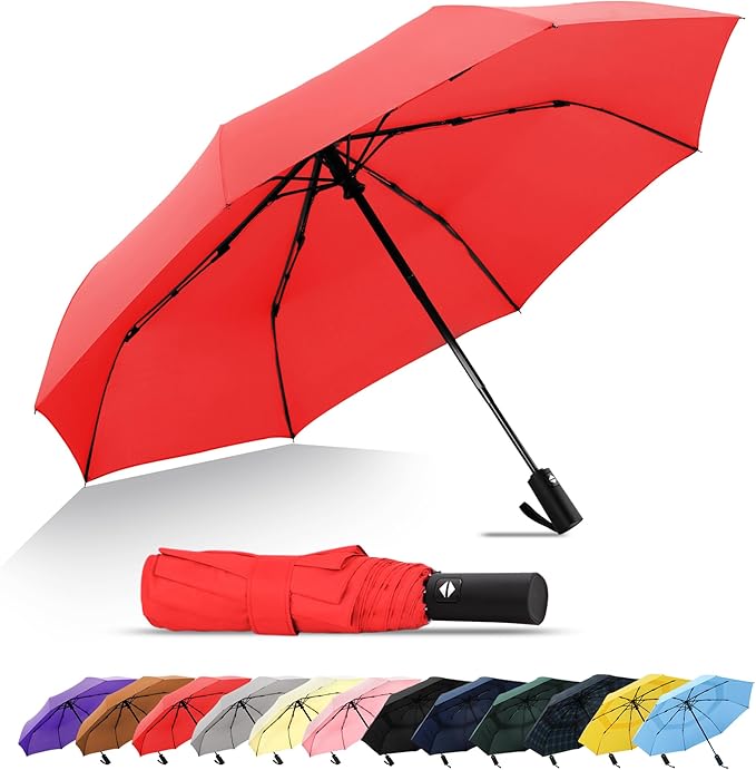 SoulRain Travel Umbrella - Compact Umbrella for Rain - Perfect Large Auto Folding Umbrella - Ideal Car umbrella, Small umbrella, and Travel Companion