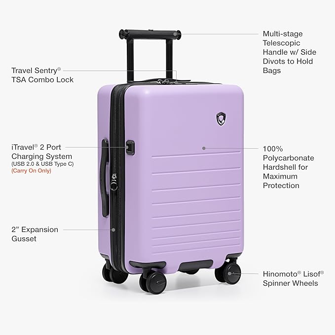 Traveler's Choice Markham Hardside Expandable Luggage with Hinomoto Spinner Wheels, 26-Inch Medium, Purple
