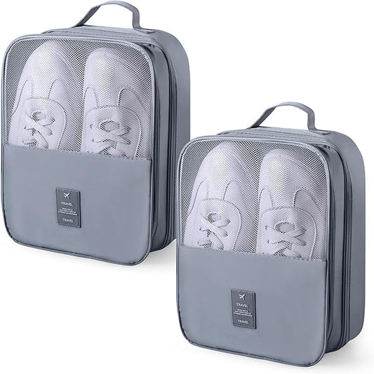 Windyun 2 Pcs Shoe Bags for Travel Holds 3 Pair of Shoes Travel Shoe Bag for Packing Portable Shoe Cubes for Travel and Daily Use(Gray)