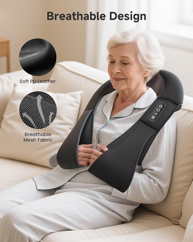 Snailax Shiatsu Back Neck Massager with Heat, Neck Shoulder Massager, Deep Kneading Massager Gifts for Mom, Dad, Mothers Day,Gifts Christmas Presents for Her,Him