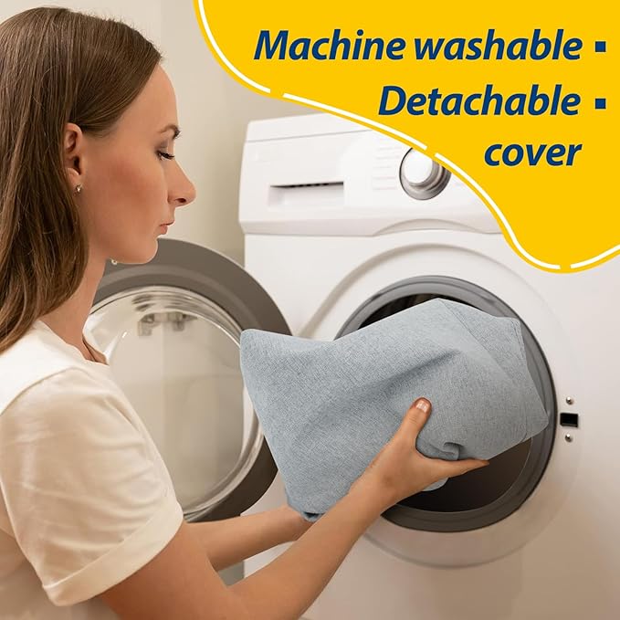 AAAAAcessories D-Shaped Chair Cushions, 2" Thick Dining Chair Pads with Ties and Removable, Machine-Washable Cover, 17" x 16", Set of 4, Gray