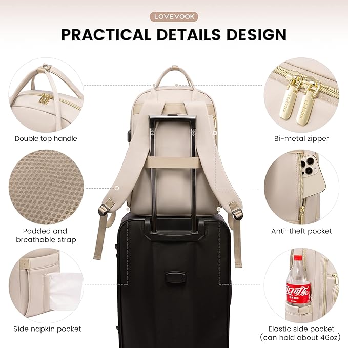 LOVEVOOK Laptop Backpack for Women, Water Resistant Travel Work Backpacks Purse Stylish College Business Teacher Nurse Computer Bag with USB Charging Port, Fits 17" Laptop