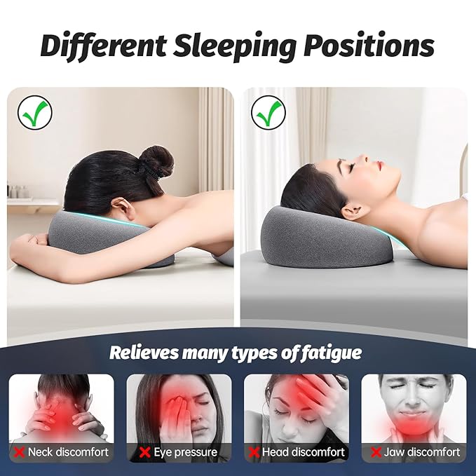 Face Down Pillows for Massage Table, Massage Headrest for Bed, Face Pillow for Stomach Sleeping, BBL Pillow After Surgery Post Eye Surgery & Vitrectomy Recovery, Removable Cover Grey