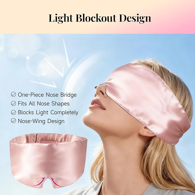 Silk Sleep Mask – 100% Mulberry Silk Eye Mask for Sleeping, Soft Slip Feel, Adjustable Headband, Blackout for Side Sleepers, Men & Women