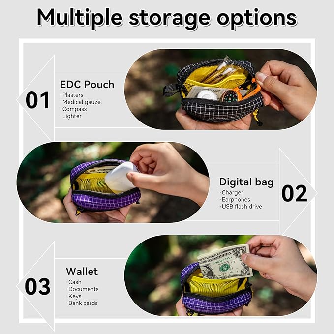 HIKEMAN EDC Multi-Purpose Pouch, Utility Tool Bag for Men, Lightweight Small Tactical Pocket, Portable Nylon Molle Compatible Military Utility Pouch for Everyday Carry, Outdoor Camping