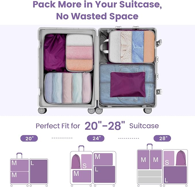 Cambond Compression Packing Cubes for Travel - Lightweight Expandable Travel Bags Luggage Organizers Travel Essentials Compression Cubes for Travel Space Saver for Carry on Suitcases Organizer
