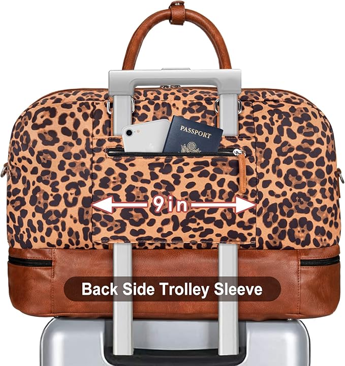 Weekender Bag for Women, Large Overnight Bag Canvas Travel Duffel Bag Carry On Tote with Shoe Compartment 21" 3Pcs Set