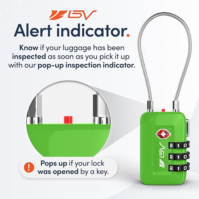 TSA Accpeted Luggage Travel Lock, Set-Your-Own Combination Lock for School Gym, Golf Bag, Locker, Luggage Suitcase Baggage Locks, Filing Cabinets, Toolbox, Case (Green, 2 Pack)