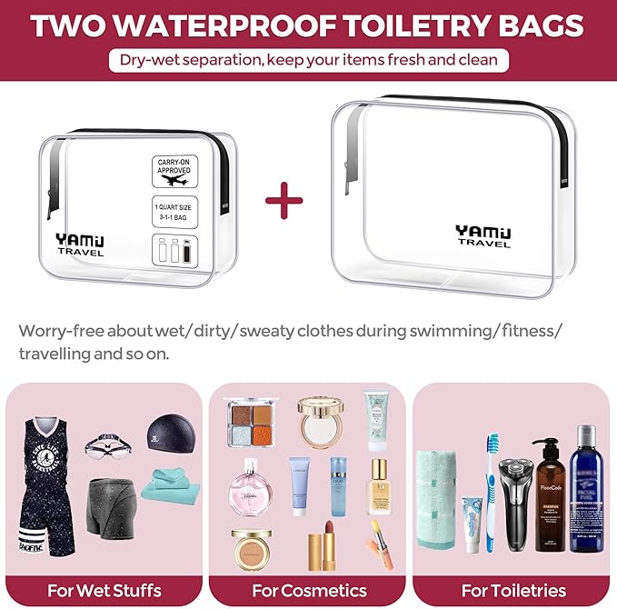 YAMIU Packing Cubes for Suitcases, 7 Pcs luggage organizer bags with Shoe Bag, 2 Waterproof Travel Toiletry Bags, Travel Cubes for Travel Essentials Travel Accessories