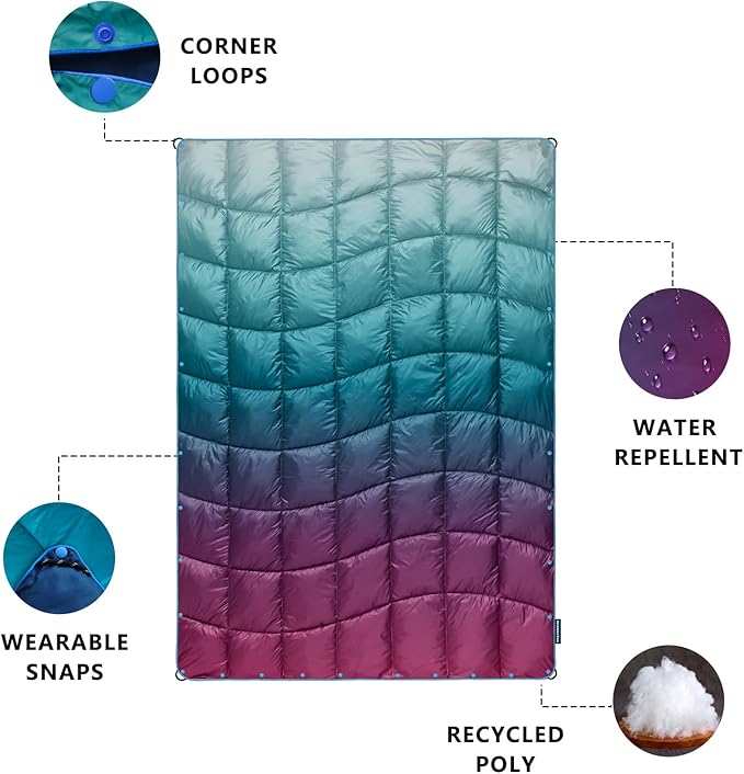 Camping Blanket, Puffy Blanket Lightweight Windproof Water Resistant for Outdoors,Hiking, Backpacking,Beach,Car,Picnic,Stadium