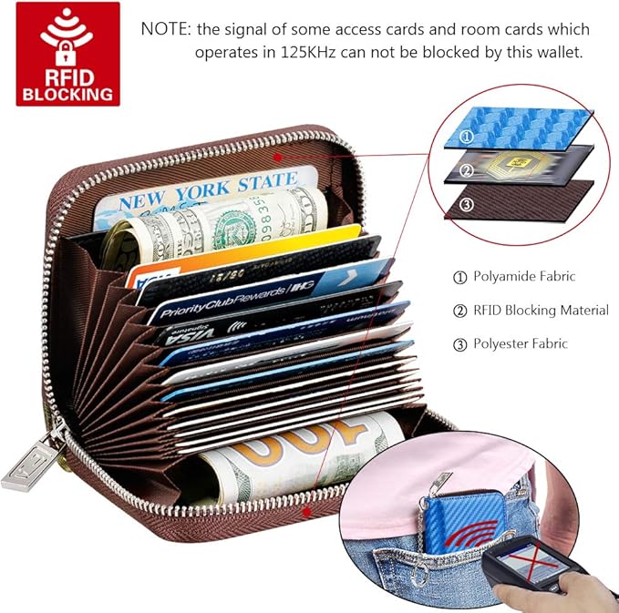 FurArt Zipper Wallet Women, RFID Blocking Credit Card Wallet, Business Card Holder, Compact Size KeyChain Wallet
