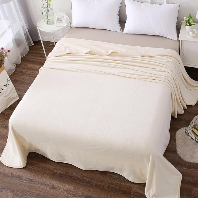 Soft Blanket Queen Size Fleece Warm Fuzzy Throw Blankets for The Bed Sofa Lightweight 90"*90"(Queen Ivory)