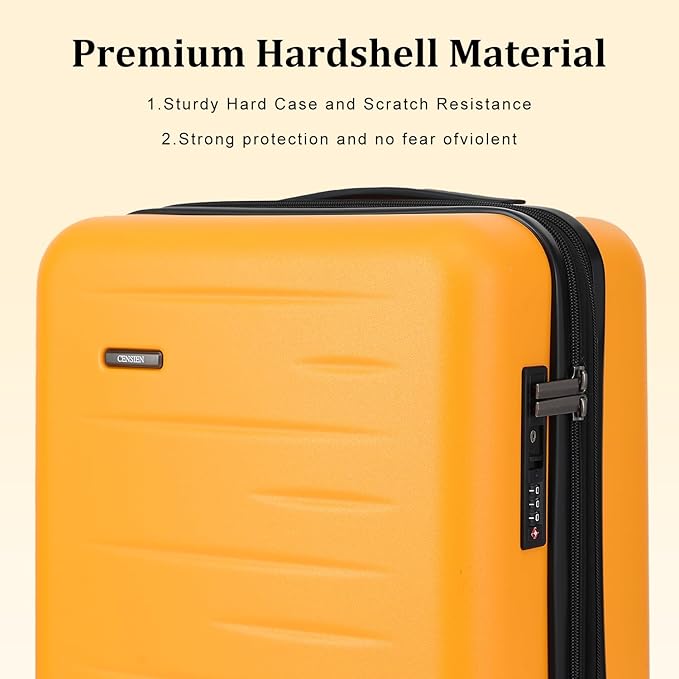 16 Inch Underseat Carry On Luggage Airline Approved, Expandable Lightweight ABS+PC Hard Shell Suitcases with 360° Spinner Wheels, TSA Lock, YKK Zipper, for Business Weekender (Orange, 1 PC)