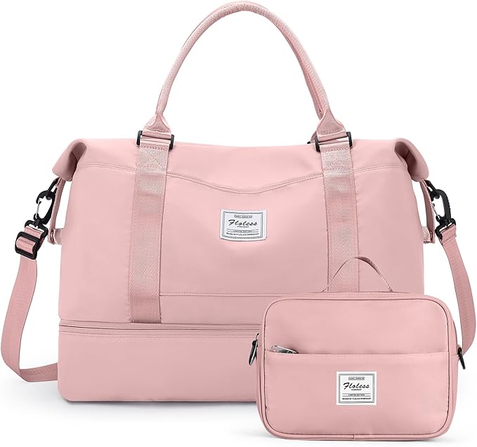 Travel Duffel Bag with Shoes Compartment, Carry on Overnight Weekender Bags for Women, For Spirit Airlines 18x14x8 Personal Item Bag