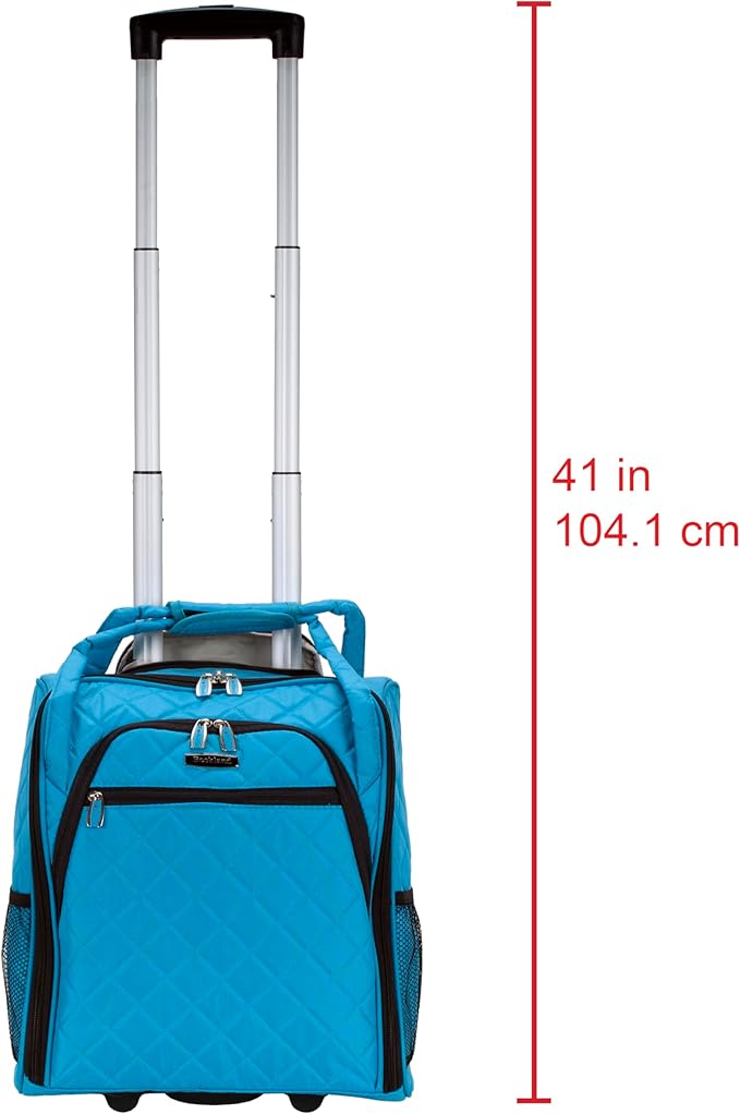 Rockland Melrose Upright Wheeled Underseater Carry-On Luggage, Turquoise, 15-Inch