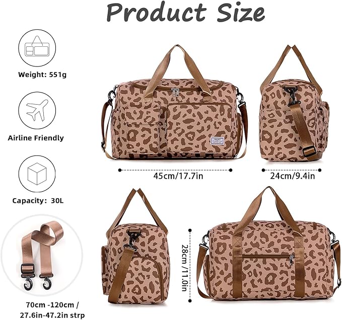 FIORETTO Women's Gym Duffle Bag with Shoes Compartment, 30L Capacity, Ideal for Travel, Gym, Sports, Duffel, Weekender