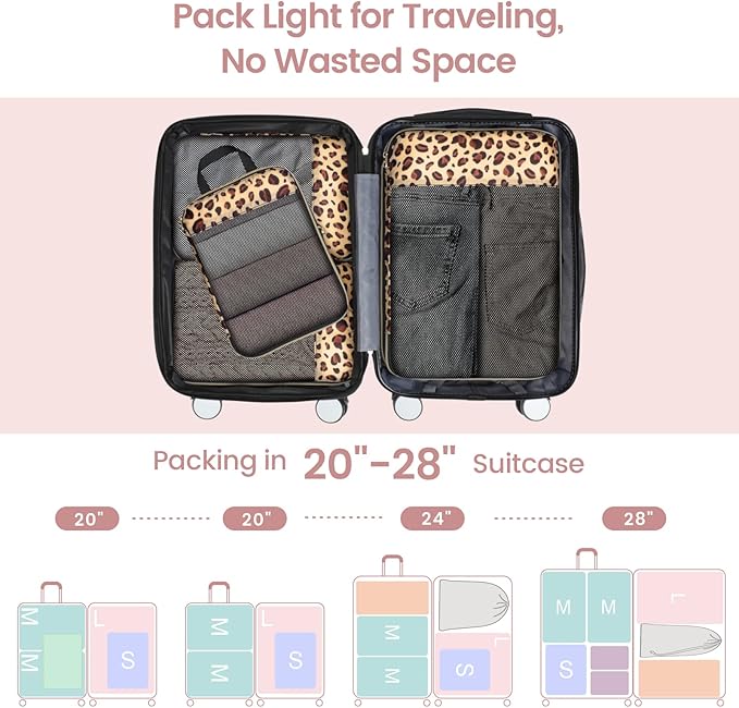 Cambond Compression Packing Cubes for Travel - Lightweight Expandable Travel Bags Luggage Organizers Travel Essentials Compression Cubes for Travel Space Saver for Carry on Suitcases Organizer