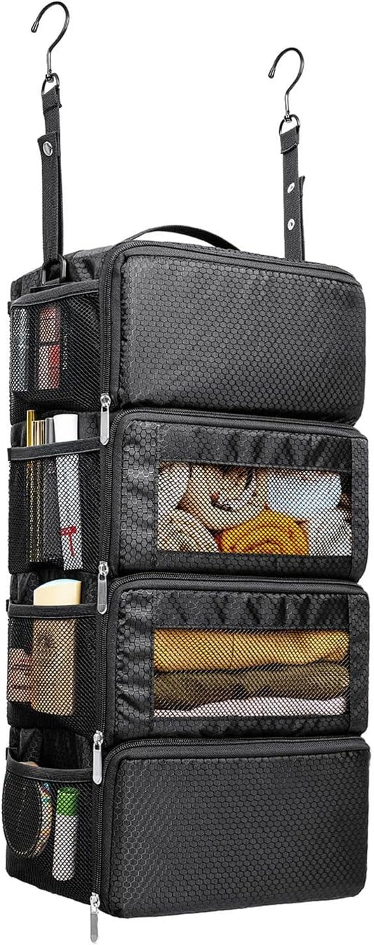 Suitcase Organizer, Travel Luggage Organizer Hanging Shelves Packing Cube Closet/Collapsible Portable Travel Organizer for Carry-on