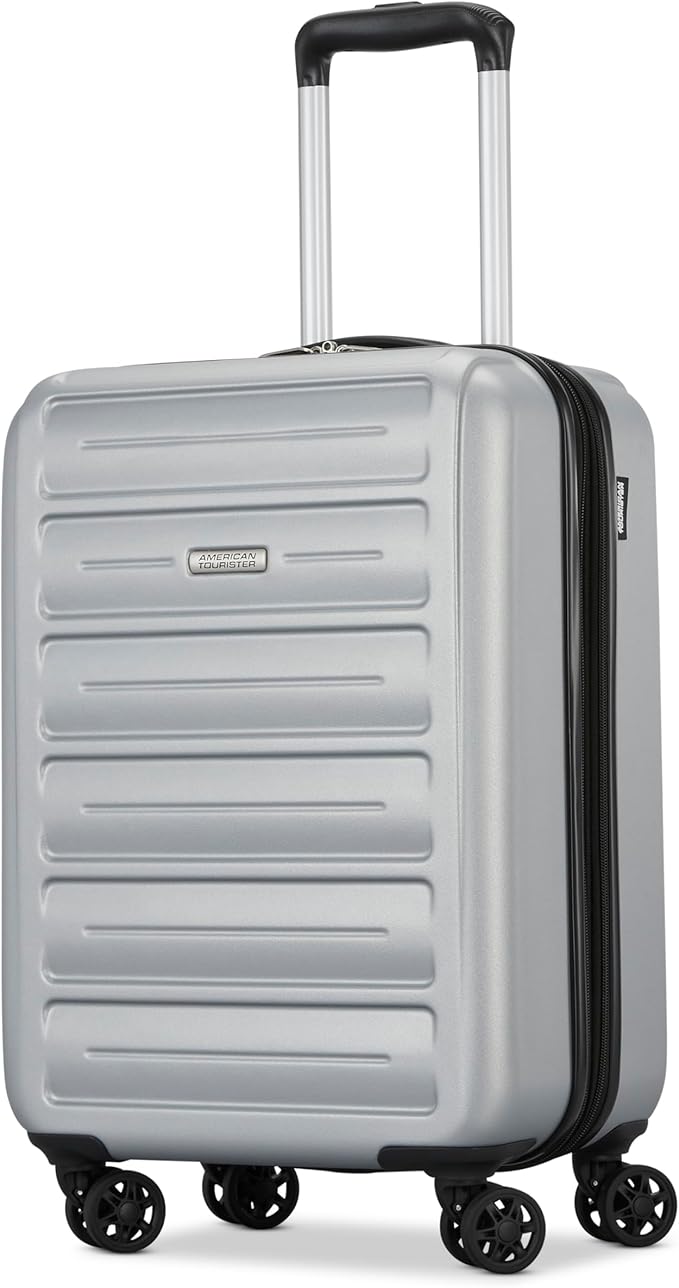 American Tourister Westridge Hardside Luggage Set with Spinner Wheels, Silver, Carry-On