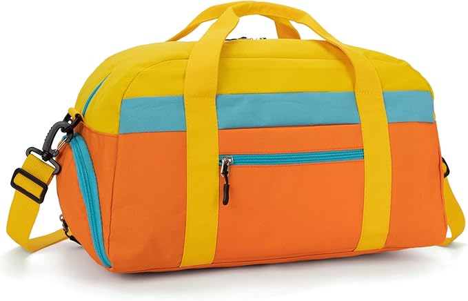 HawLander Kids Duffle Bag for Boys or Girls, Fit Sports Practice, or Overnight Travel Weekend (Orange)