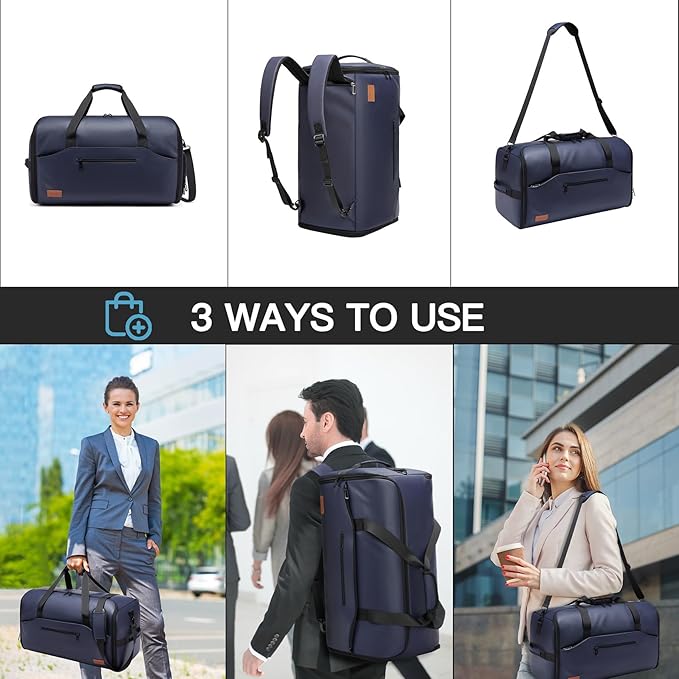 Garment Bags for Travel,45L Carry on Convertible Garment Duffle bag for Men Women - 3 in 1 Hanging Suit Travel Bag with Shoulder Strap