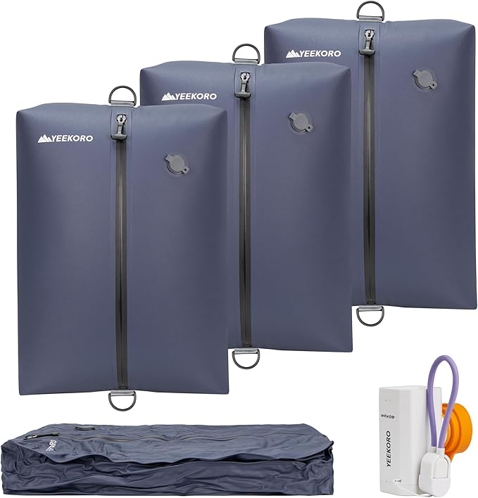 Vacuum Bag for Travel, Professional IPX8 Waterproof Reusable Vacuum Compression Bags for Travel Suitcases, Upgraded Durable Space Saver Bag(3 PACK Navy Blue,with pump)