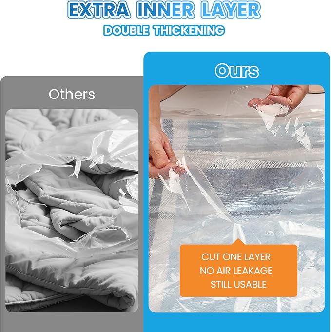 9 Pack XXL Jumbo Vacuum Storage Bags, Double-layer Design Leak-proof and Puncture-resistant, Extra Large Space Saver Vacuum Seal Bags for Comforters, Bedding, Blankets, Huge Stuffed Toy (47.2x39.4 in)