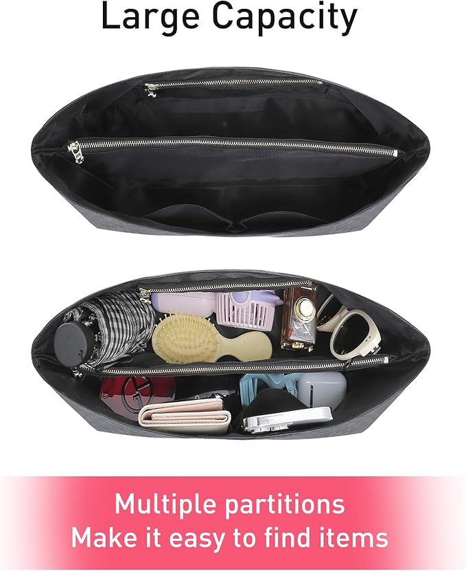 Doxo Purse Organizer Insert for Handbags Compatible with Speedy Neverfull City 30/33,Artois PM Tote bag(Large,Black)