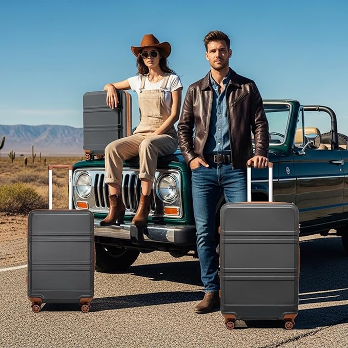Kono 28 Inch Luggage Expandable Suitcase with Spinner Wheels TSA Lock Lightweight PC+ABS Hardside Large Checked Luggage Durable Rolling Suitcase Apricot Grey