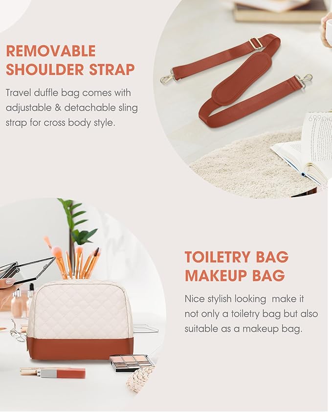 Weekender Bags for Women Duffle Bag - Travel Bag for Women with Shoe Compartment Carry On Overnight Bag Yoga Gym Bag with Wet Pocket Hospital Bag Labor Delivery Black Beige Brown