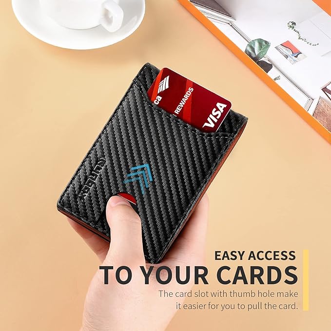 RUNBOX Wallet for Men Slim 11 Credit Card Holder Slots Leather RFID Blocking Small Thin Men's Wallet Bifold Minimalist Front Pocket Large Capacity Gift Box