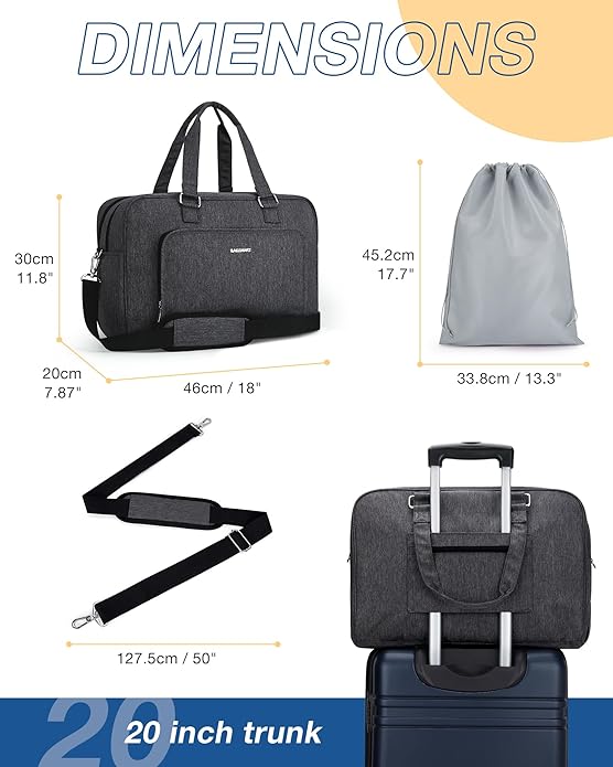 BAGSMART Weekender Bags for Women, Travel Duffle Overnight Bag Personal Item Bag with Shoe Bag for Travel Essentials