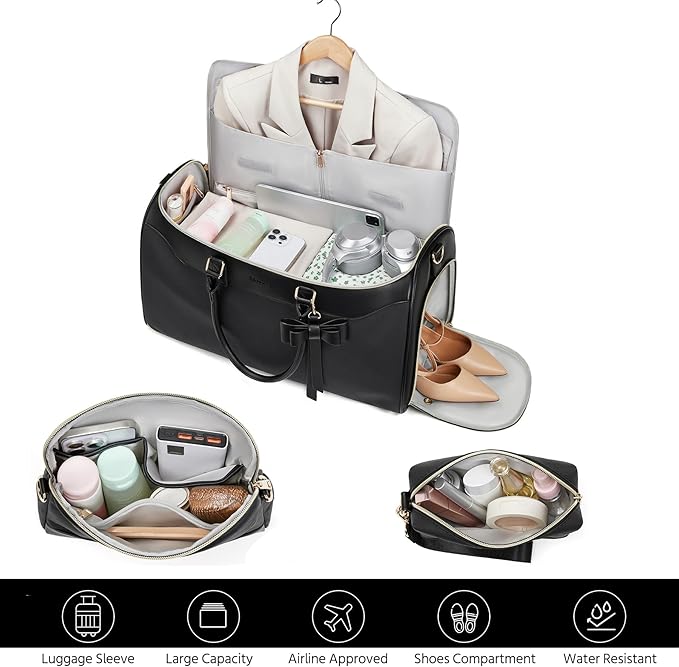 Garment Bags for Travel,45L Carry on Convertible Garment Duffle bag for Men Women - 3 in 1 Hanging Suit Travel Bag with Shoulder Strap (Black-A)