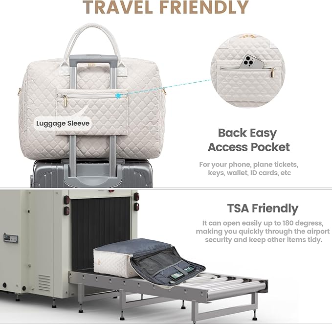 LOVEVOOK Travel Duffle Bag - Women's Weekender Carry On Overnight Laptop & Gym Bag With Toiletry/Shoe Pocket, Hospital Labor Bag