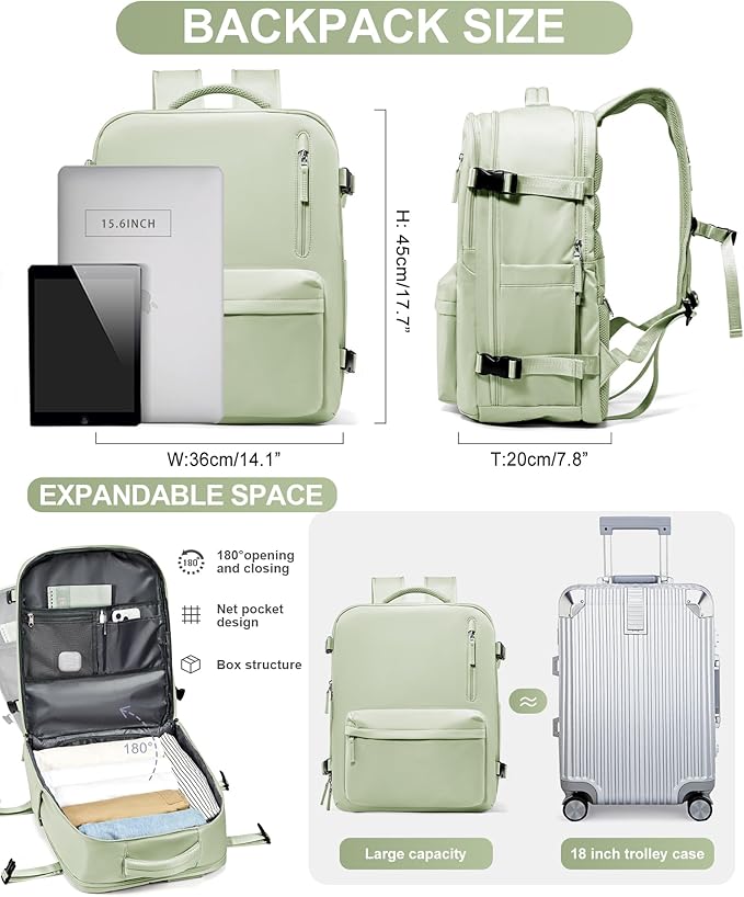 WONHOX Large Travel Backpack Carry on Flight Approved Laptop Work Business Backpack for Women Men Mochila de Viaje
