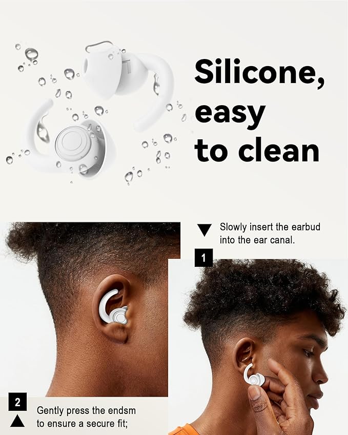 SUPCEAT Ear Plugs for Sleeping - Noise Reduction Soft Silicone Earplugs, 2 Pairs Reusable Hearing Protection Earplugs for Noise Sensitivity, Sleep,Snore,Travel,Sound Reduction Noise Cancelling - White