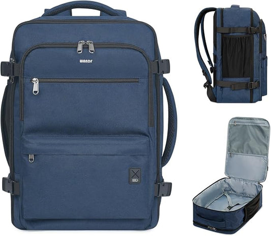 WANDF Travel Backpack For Spirit Airlines Personal Item Bag 18x14x8 with Wet Pocket, 17 Inch Laptop Backpack for Men Women（Navy Blue）