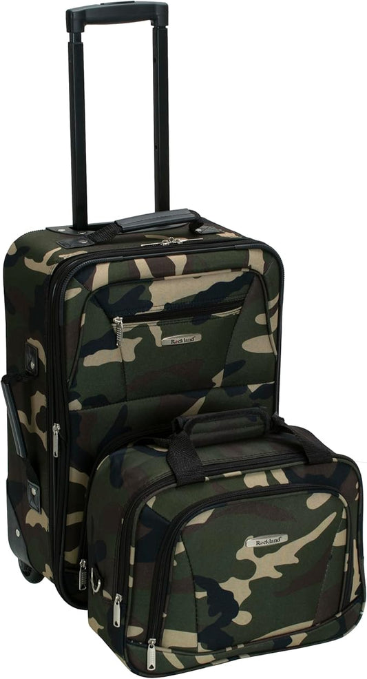 Rockland Fashion Softside Upright Luggage Set,Expandable, Wheel, Telescopic Handle, Camouflage, 2-Piece (14/19)