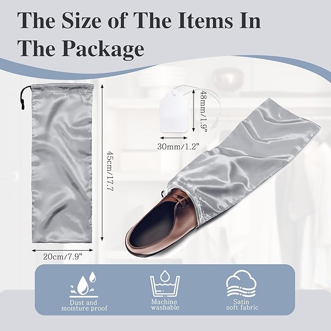 Ersmak 6 Pack Shoe Bags for Travel - Satin Shoe Bag with Drawstring - Grey Shoe Storage Bags for Protecting Storage Shoes - 17.7 x 7.9 In