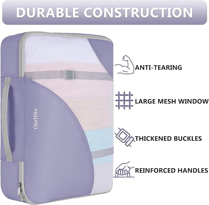 8 Set Packing Cubes for Travel, Gifts for Women Mom,Anti-Tearing Suitcase Organizer for Luggage with Shoe & Hanging Toiletry Bag,OlarHike Vacation Essentials & Accessories for Cruise Ship