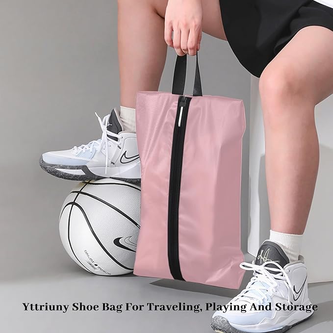 Shoe Bags for Travel Large Capacity Oxford Fabric Portable Shoe Bags, Multi-Functional Dust-Proof and Waterproof Men & Women Travel Shoe Bag for Packing in Suitcase(Pink, 1-Pack)