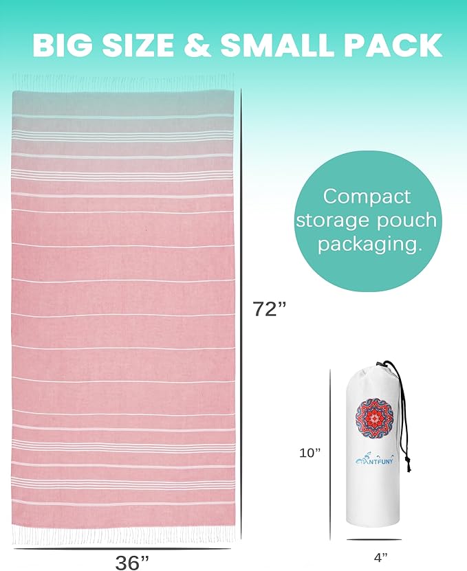Antfuny 4 Packs Turkish Beach Towels Adult Pool Swim Bathroom Towel Oversized Sand Free Quick Dry Lightweight Extra Large Cloud Summer Vacation Essentials Clearance Must Haves Ship Cruise Accessories