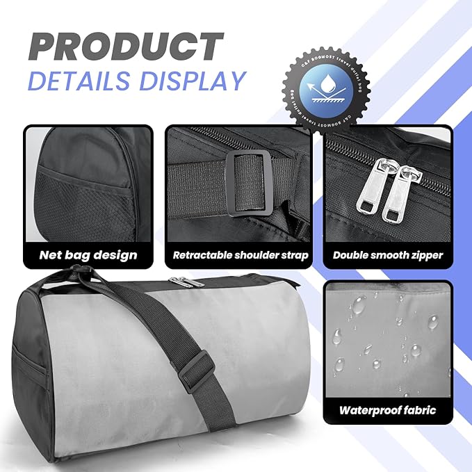 C&F BOGMOST Small Travel Duffel Bag Foldable Waterproof Gym Bag for Gym Beach Swim Bag Men Women Duffle Bag Lightweight Oxford Cloth Sports Bag-Grey
