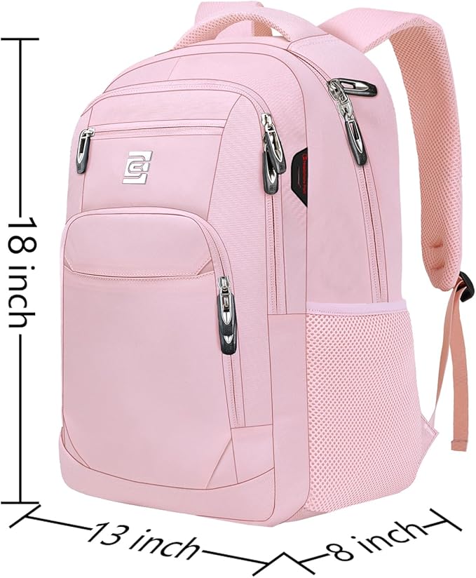 Volher Laptop Backpack,Business Travel Anti Theft Slim Durable Laptops Backpack,Water Resistant College Computer Bag for Women & Men Fits 15.6 Inch Laptop and Notebook-Light Pink