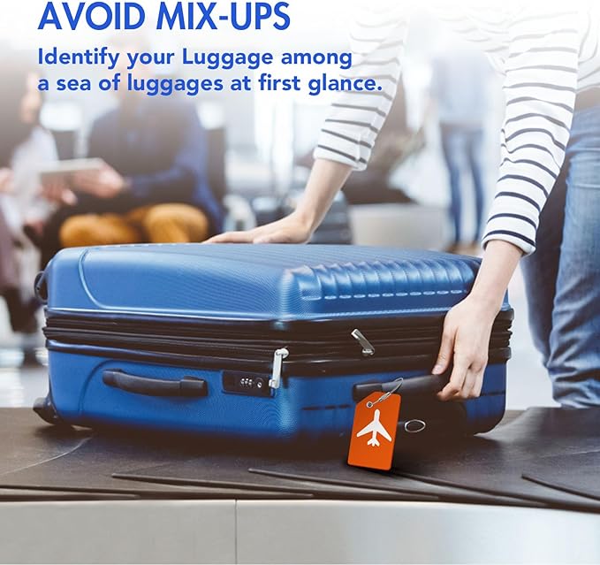 Suitcase Tags Identifiers for Luggage Indentifier, 8 Pack Silicone Luggage Tags for Women, Men & Kids, Flexible & Bright Quick Spot Name Tags for Backpacks with Name Id Cards (Colorful)