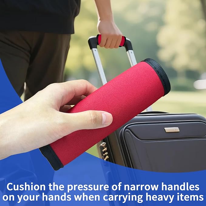 6 Pack Luggage Handle Wrap for Suitcase Luggage Tags Bright Soft Suitcase Identifiers Luggage Handle Covers Travel Accessories, Red