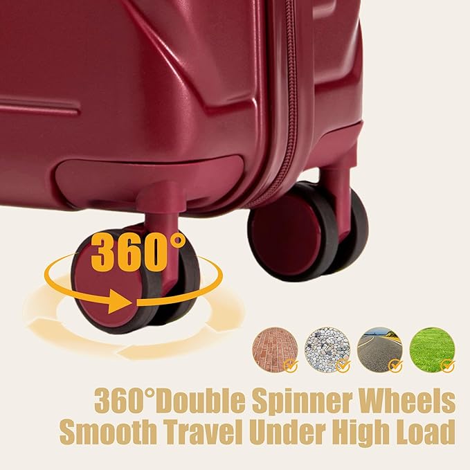 20 Inch ABS Hard Shell Travel Checked Luggage With Combination Lock, Red