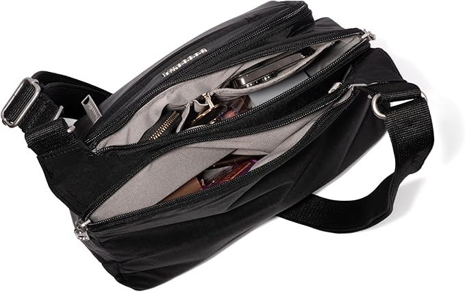 Baggallini Securtex Anti-theft Crossover Crossbody Bag 11”w X 8.5”h, Rfid, Built-in Wallet, Locking Zippers
