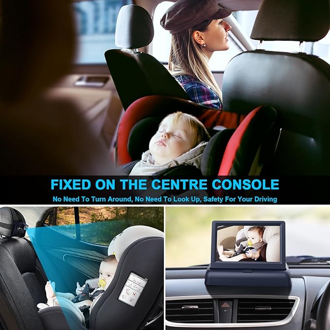 Baby Car Mirror with 4.3'' HD Night Vision Function Display, Safety Car Seat Camera with Wide Crystal Clear View, Easily Observe The Baby’s Move(Not USB)